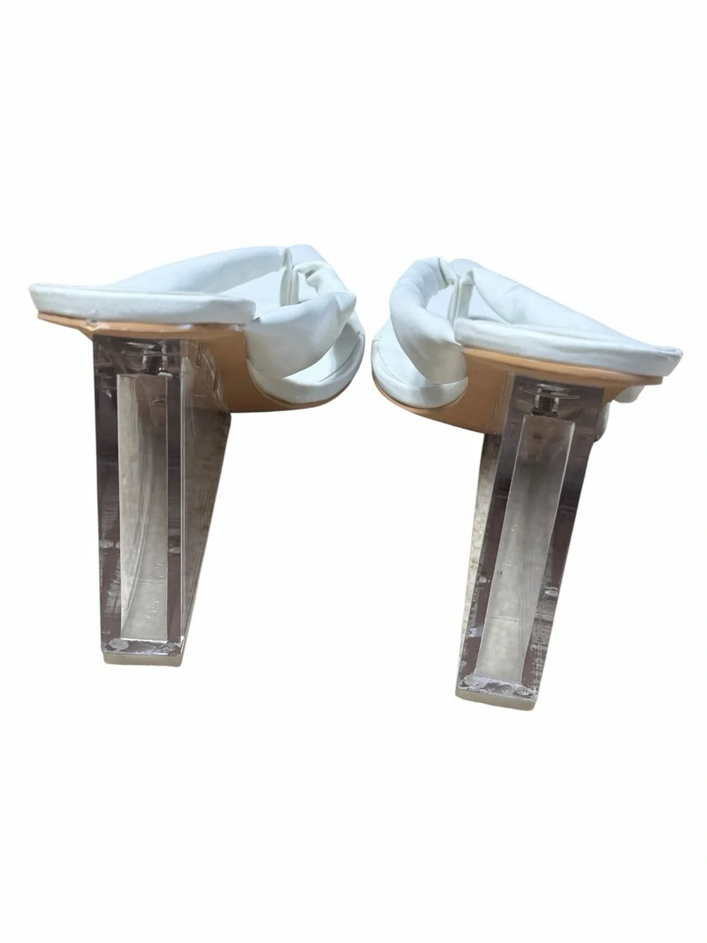 Miss Lola Ashton White Padded Thong Clear Heels Womens 9
